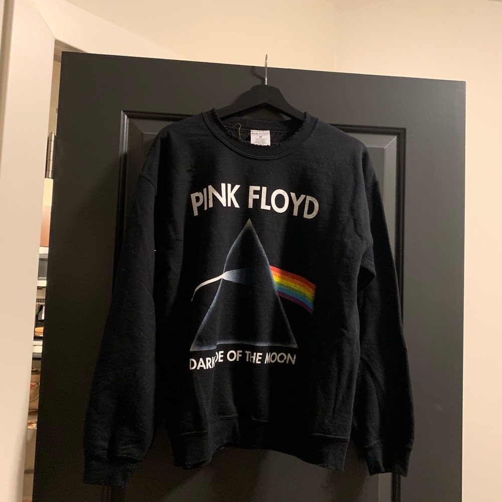 Distressed concert graphic crew neck